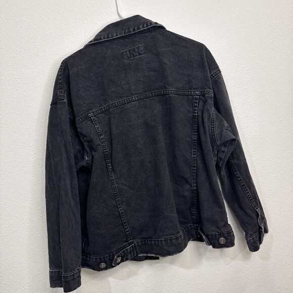 Forever 21 Women’s Denim Jean Jacket Black Trucker size Large - Picture 2 of 7